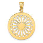 14K Retro Daisy In Round Frame Charm