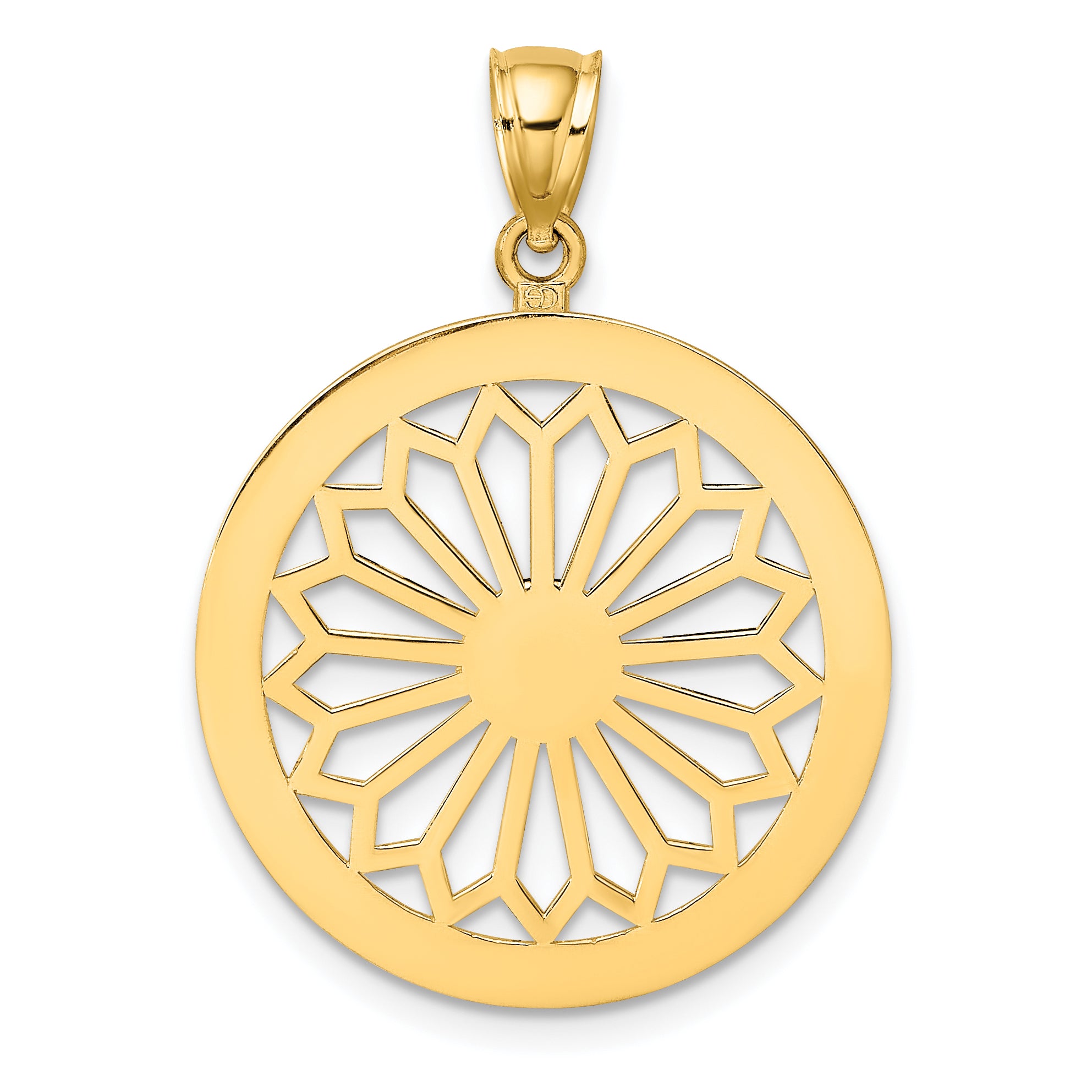 14K Retro Daisy In Round Frame Charm