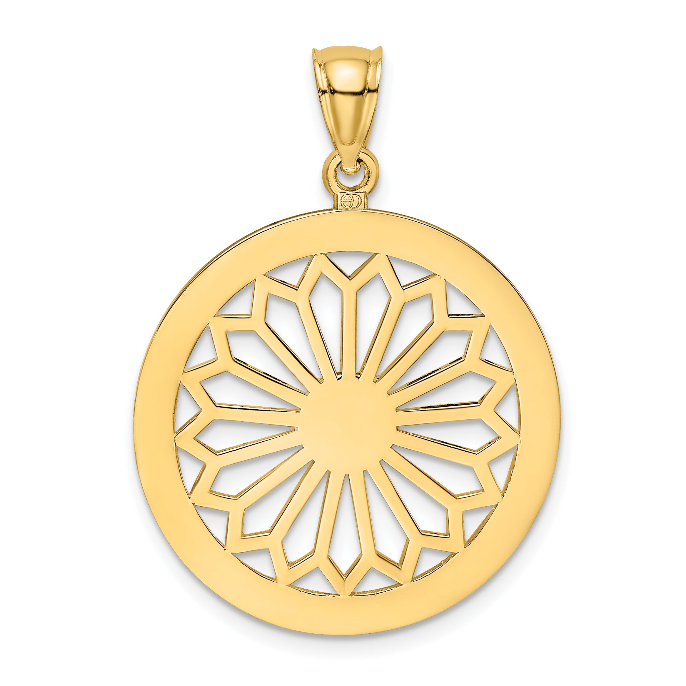 14K Retro Daisy In Round Frame Charm Main image