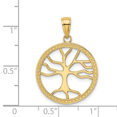 14K Large Tree Of Life In Round Frame Charm