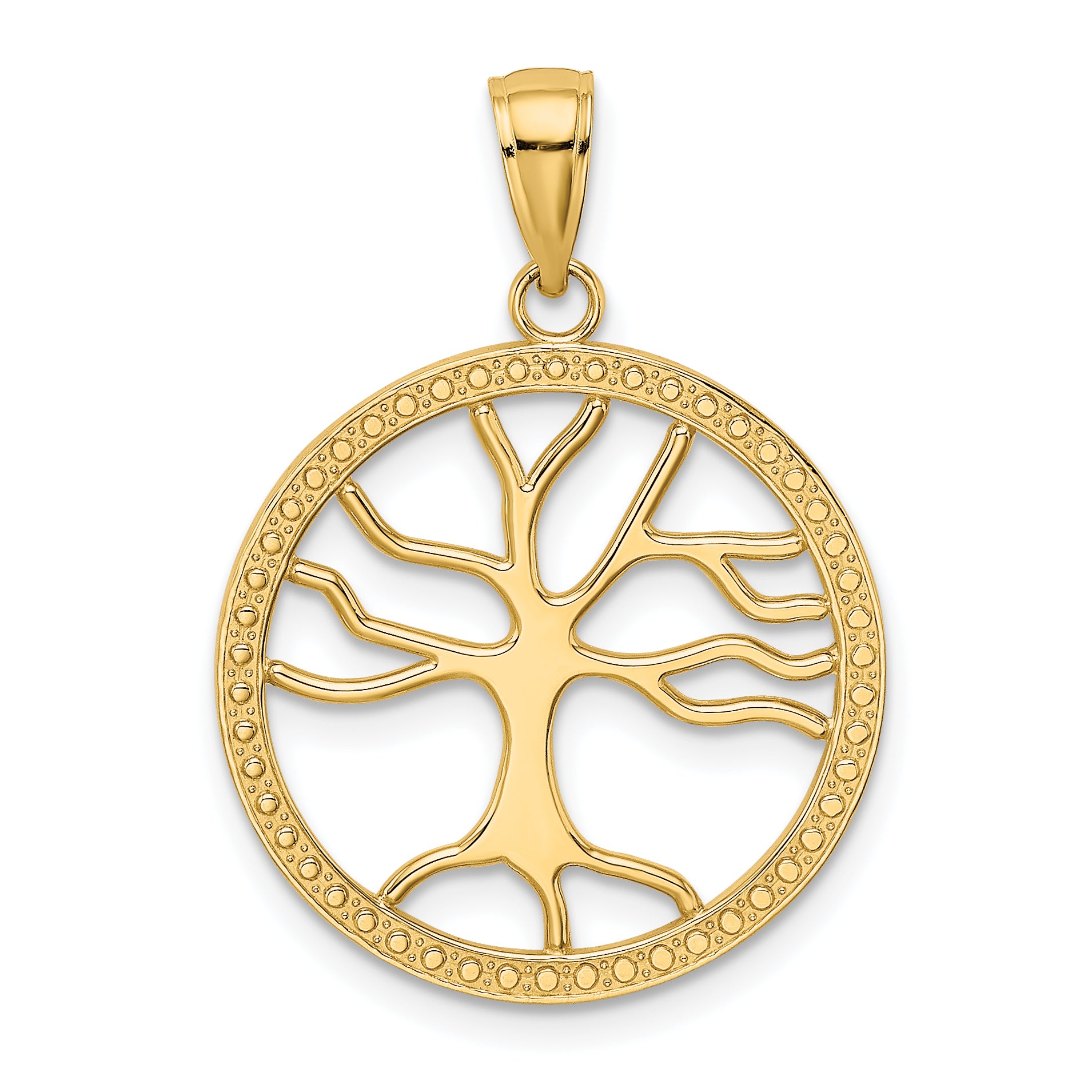 14K Large Tree Of Life In Round Frame Charm Main image
