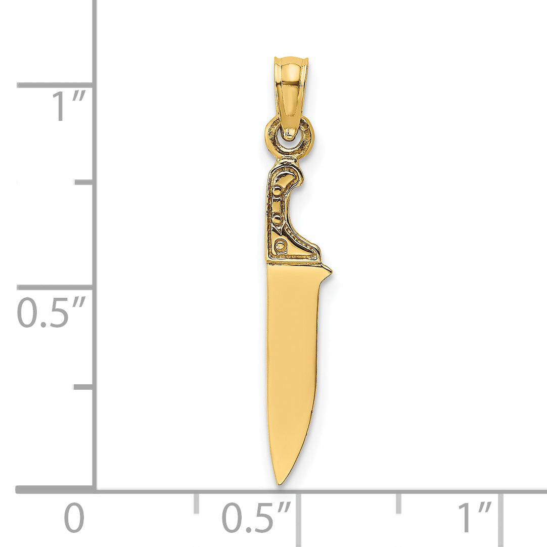 14K 3-D Polished Butcher Knife Charm