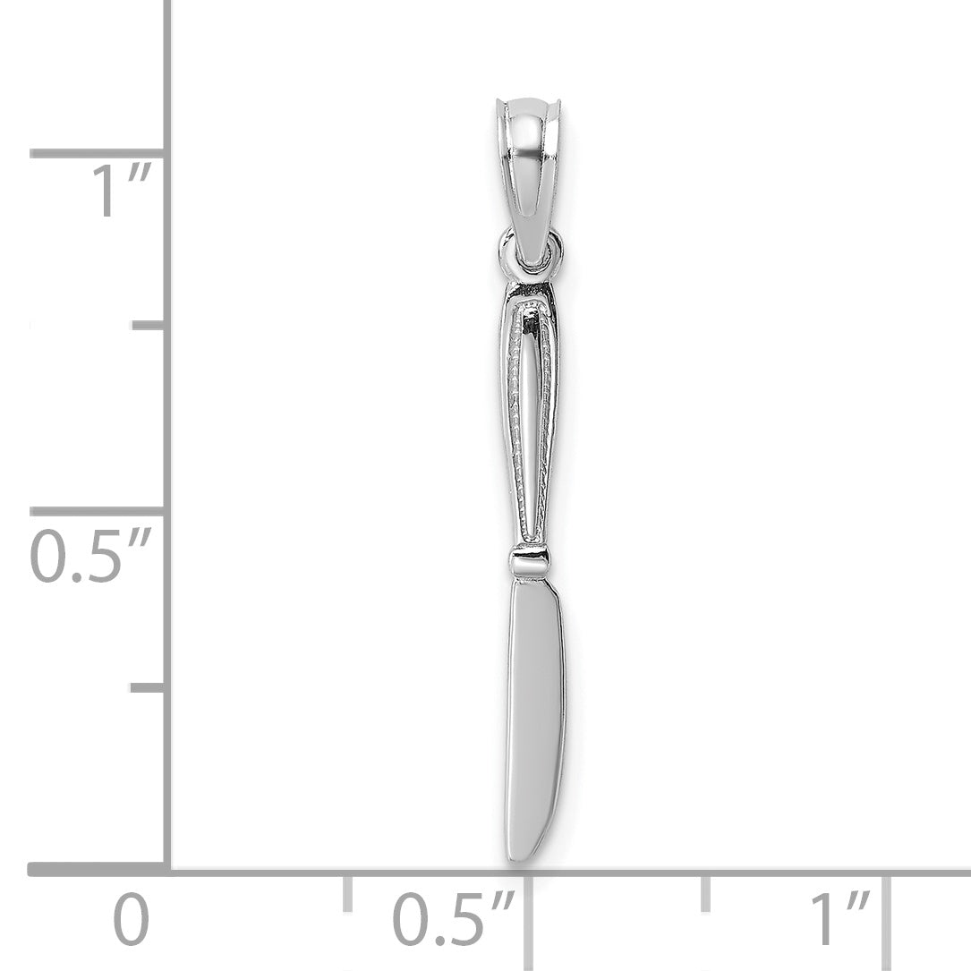 14K White Gold 3-D Polished Table Knife Charm
