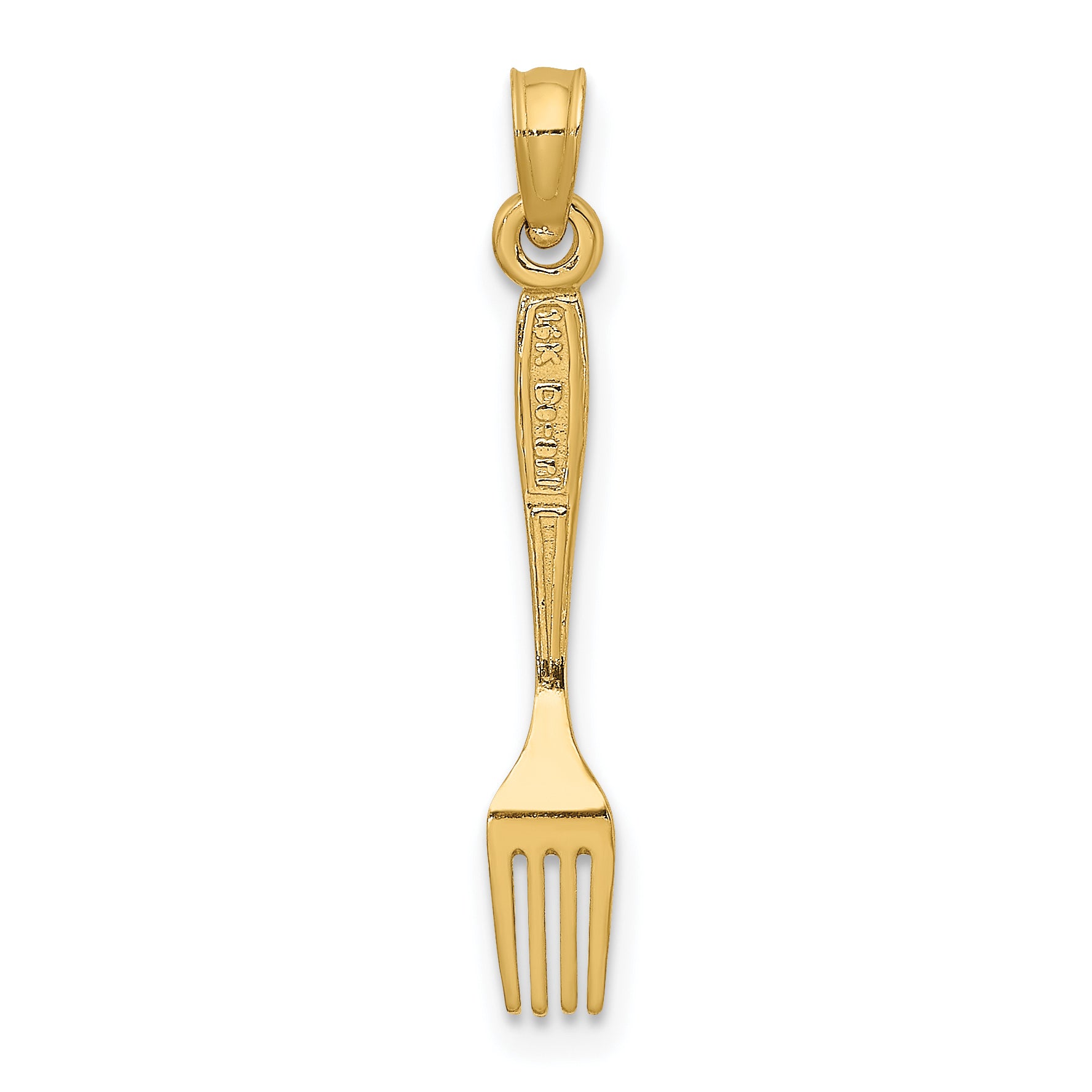 14K 3-D and Polished Table Fork Charm