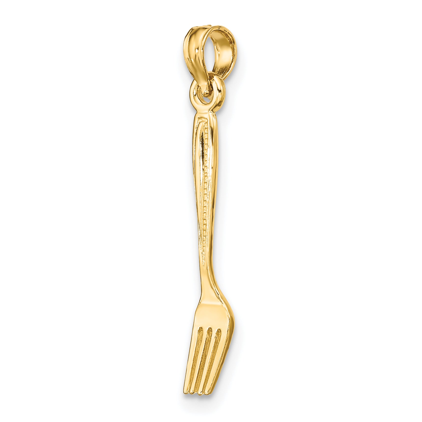 14K 3-D and Polished Table Fork Charm