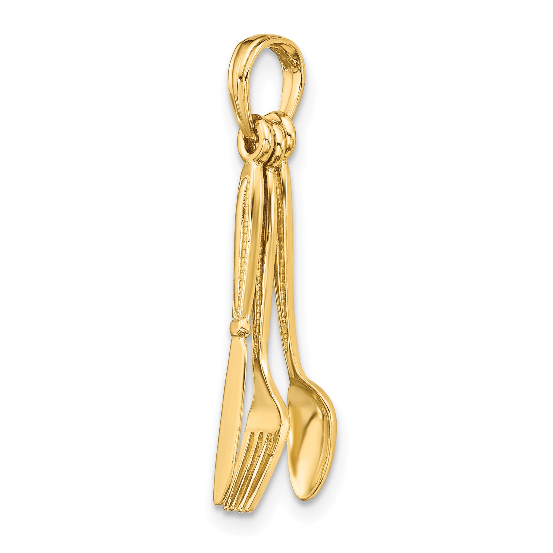 14K 3-D Moveable Knife, Fork, and Spoon Charm
