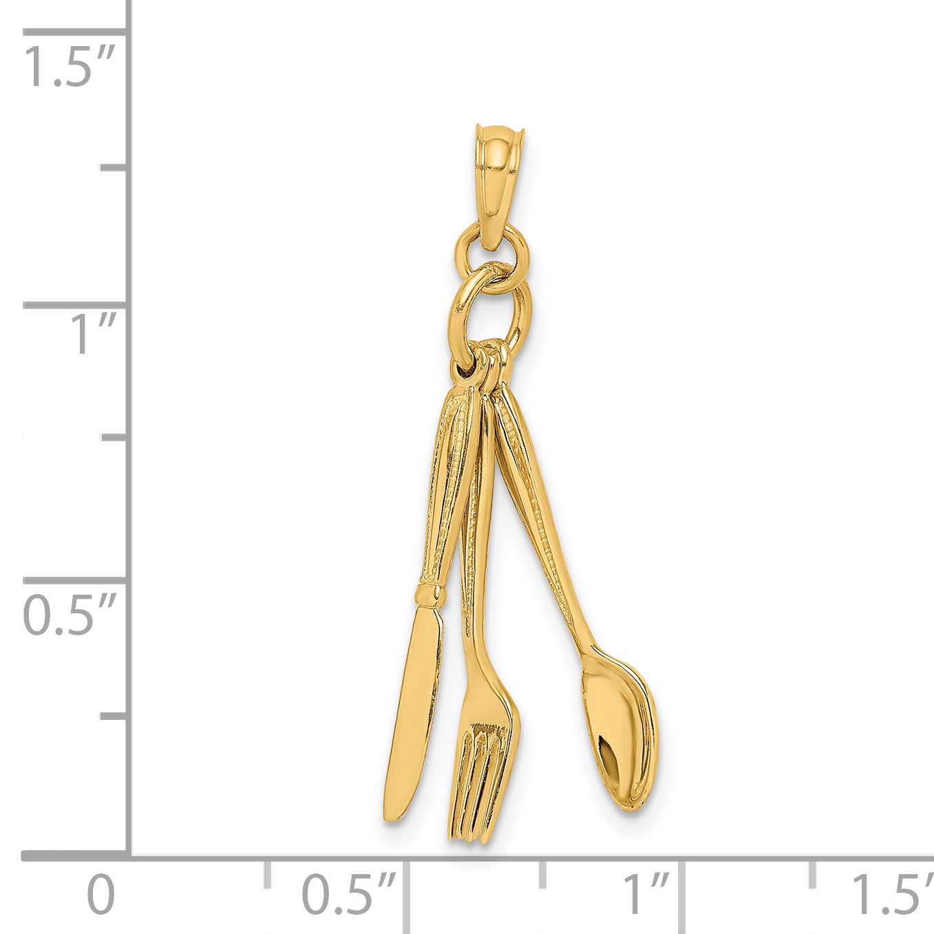 14K 3-D Moveable Knife, Fork, and Spoon Charm
