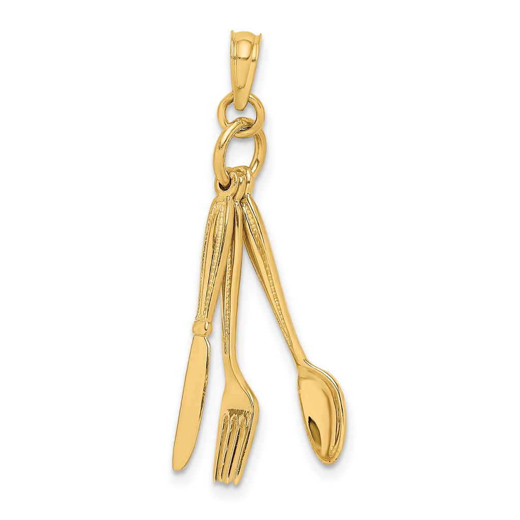 14K 3-D Moveable Knife, Fork, and Spoon Charm