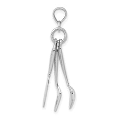 14K White Gold 3-D Moveable Knife, Fork, and Spoon Charm