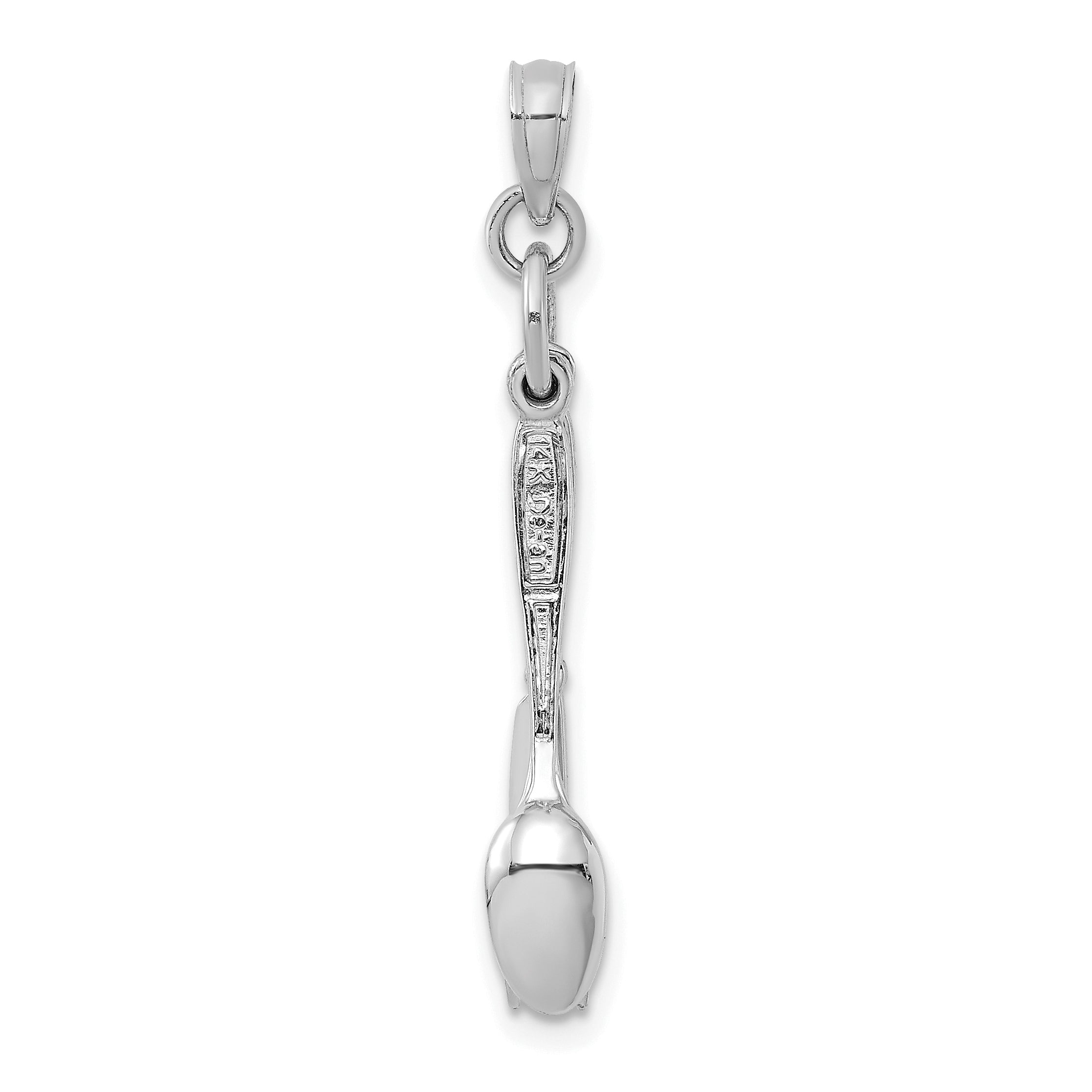14K White Gold 3-D Moveable Knife, Fork, and Spoon Charm