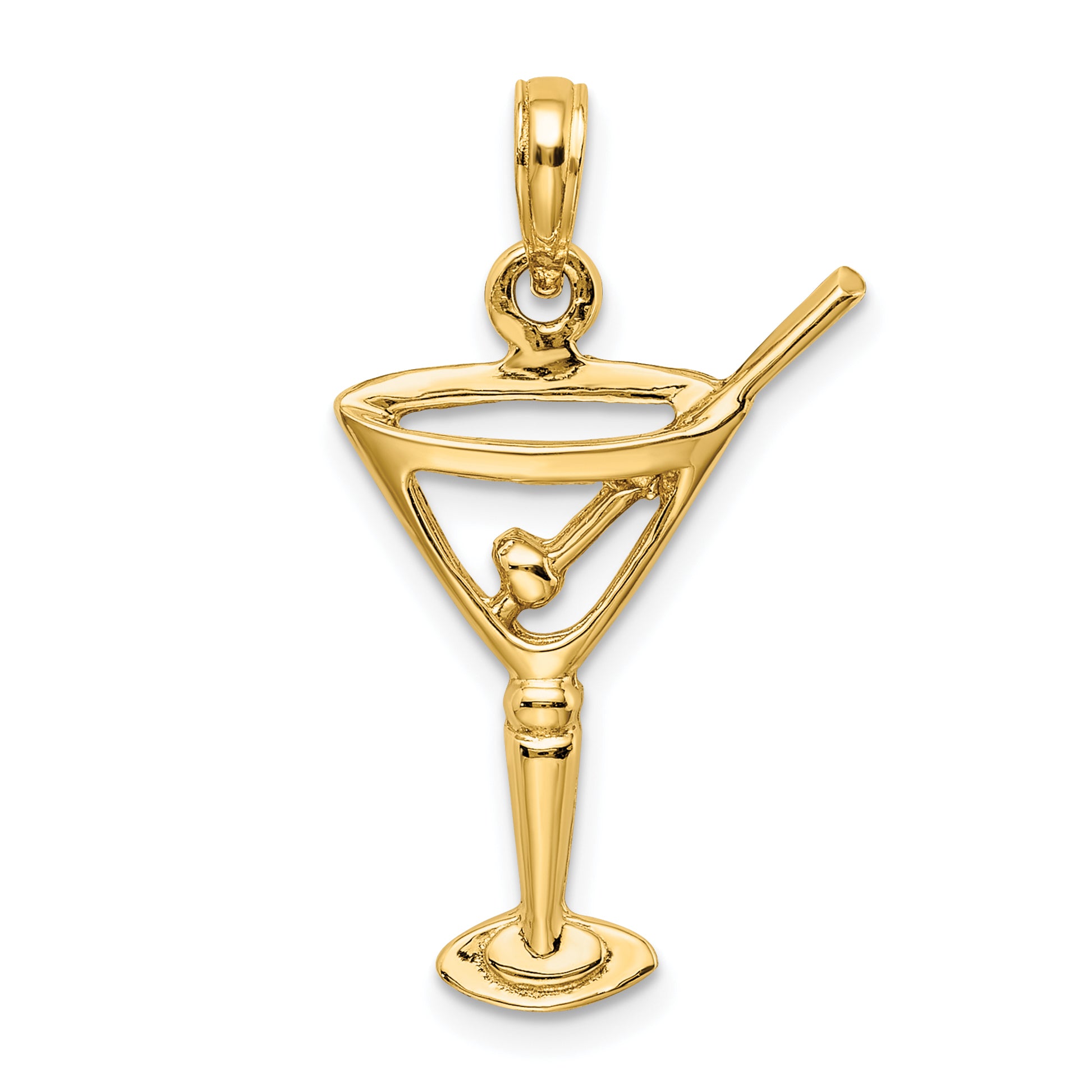 14K Polished Cut-Out Martini W/ Olive Charm Main image