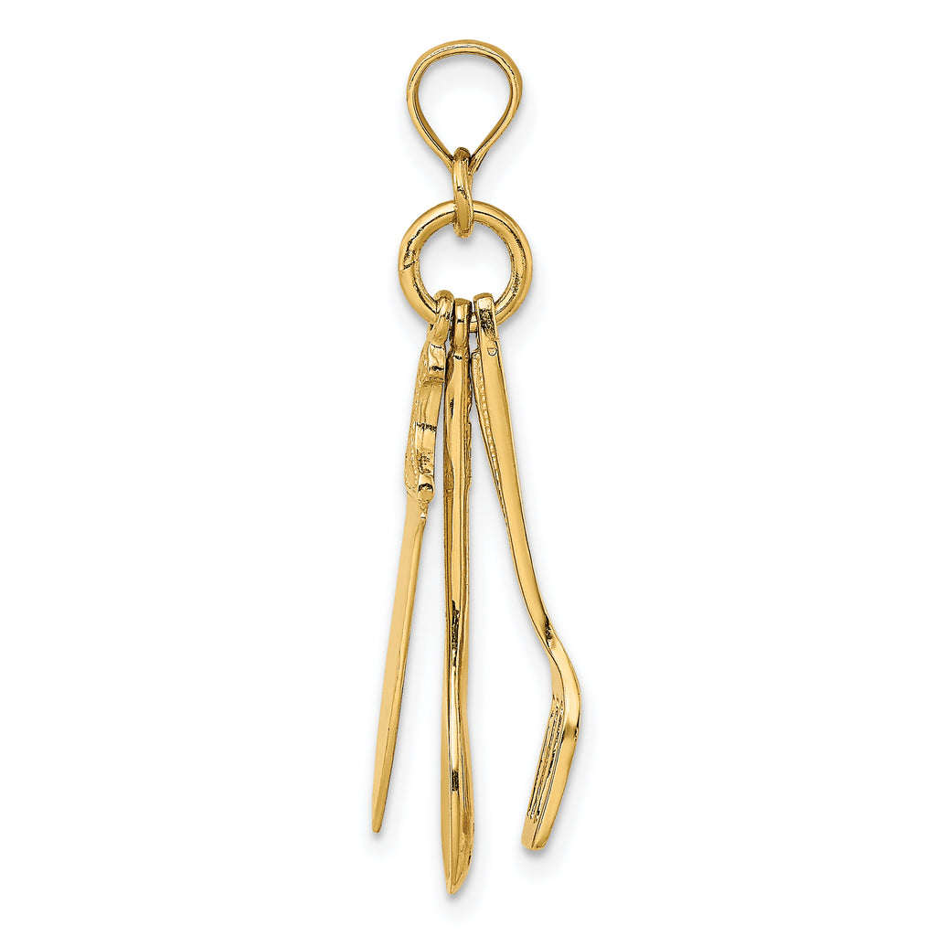 14K 3-D Moveable Spatula, Spoon, and Knife Charm