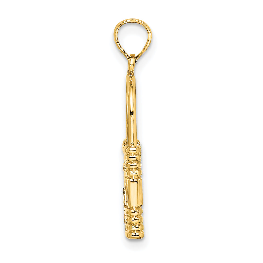 14K 3-D Padlock w/Key Hole Charm