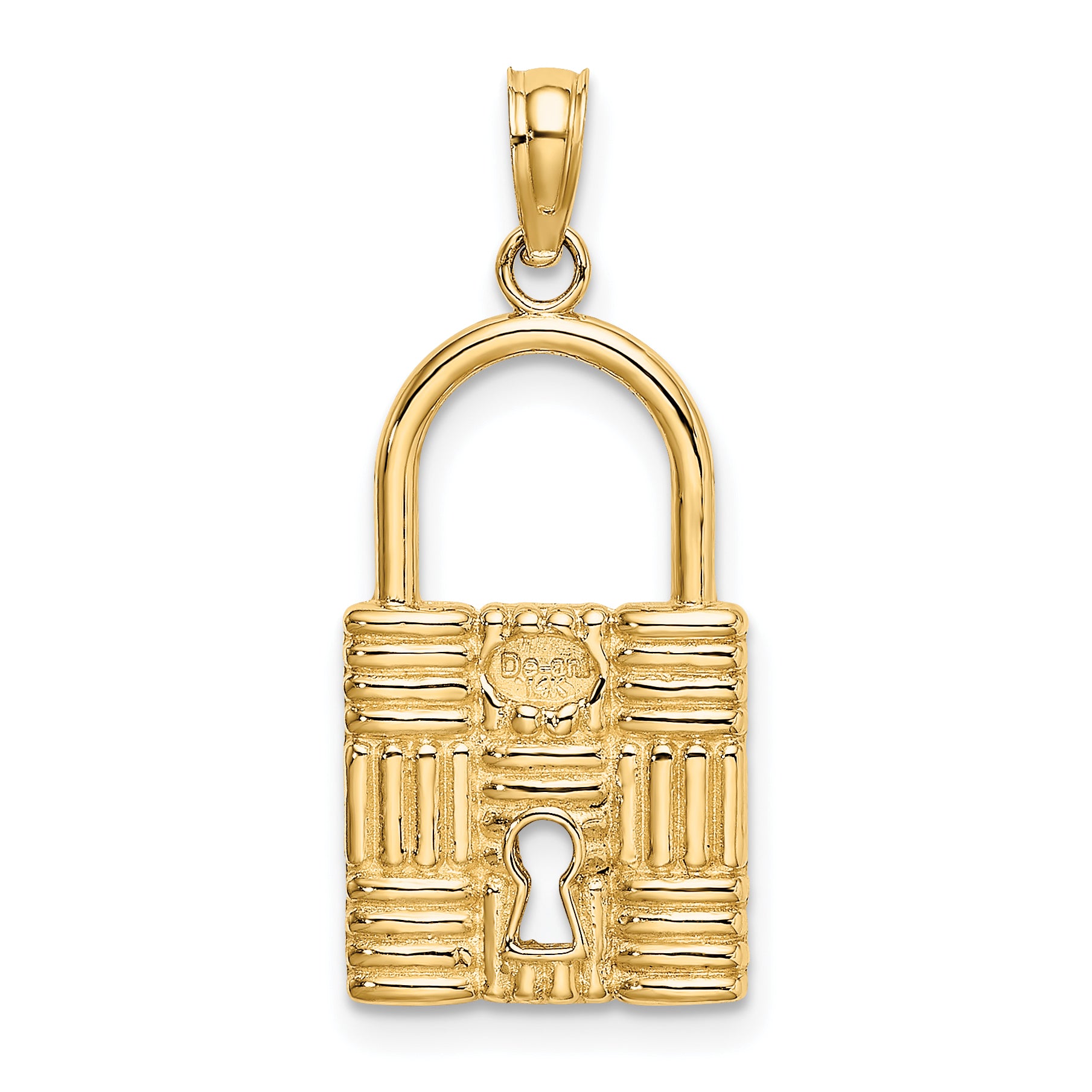 14K 3-D Padlock w/Key Hole Charm