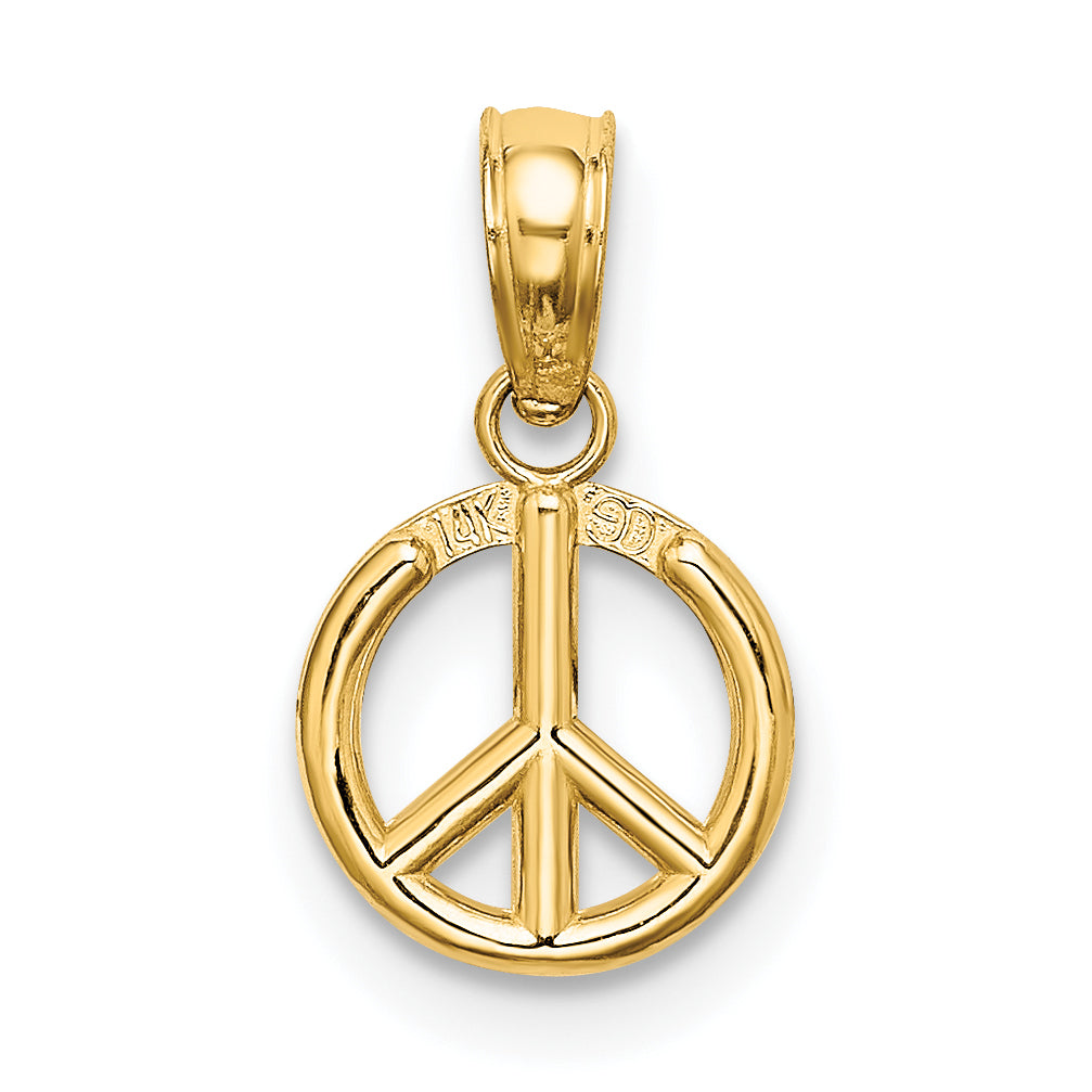 14K 3-D Peace Symbol Charm