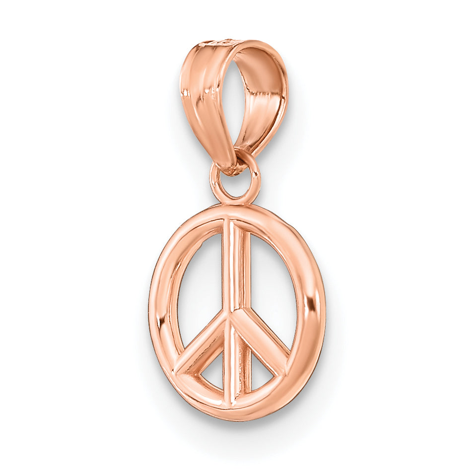 14K Rose Gold 3-D Peace Symbol Charm