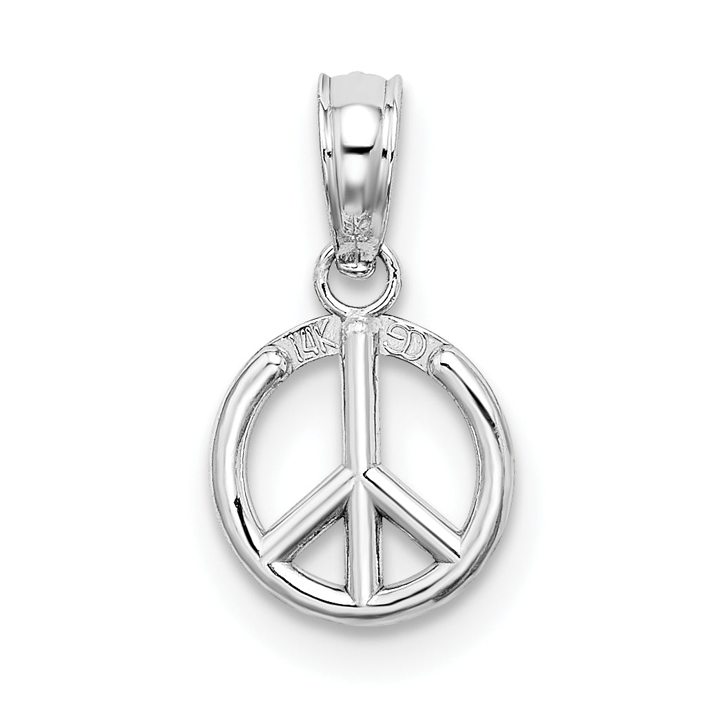 14K White Gold 3-D Peace Symbol Charm