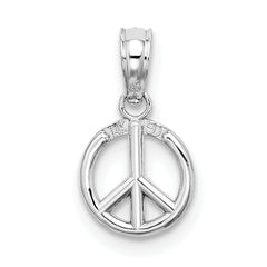 14K White Gold 3-D Peace Symbol Charm