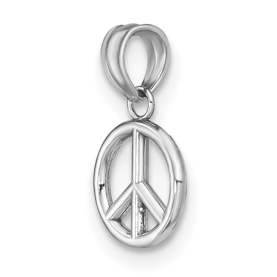 14K White Gold 3-D Peace Symbol Charm