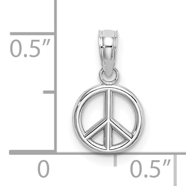 14K White Gold 3-D Peace Symbol Charm