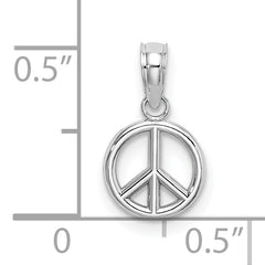 14K White Gold 3-D Peace Symbol Charm