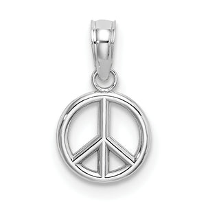 Peace Symbol Charm in 14K White Gold, 14mm - Sophia Jewelers