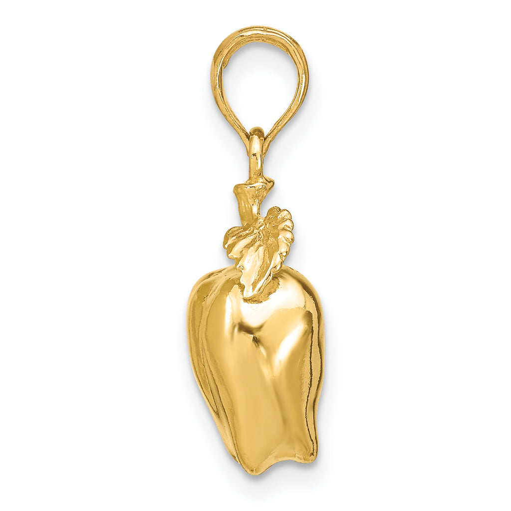 14K 3-D Apple W/ Stem and Leaf Charm