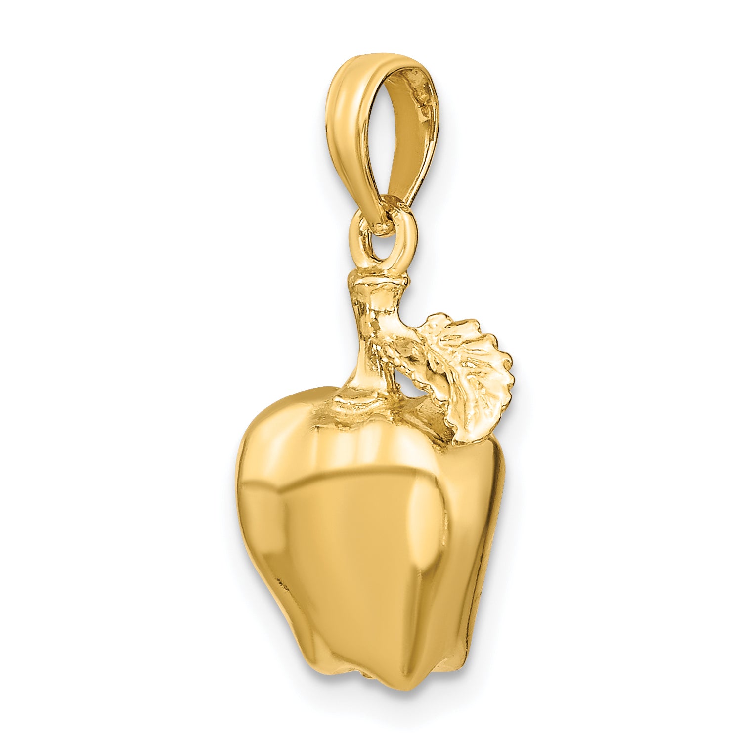 14K 3-D Apple W/ Stem and Leaf Charm