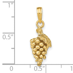 14K 3-D Grapes W/ Stem and Leaf Charm
