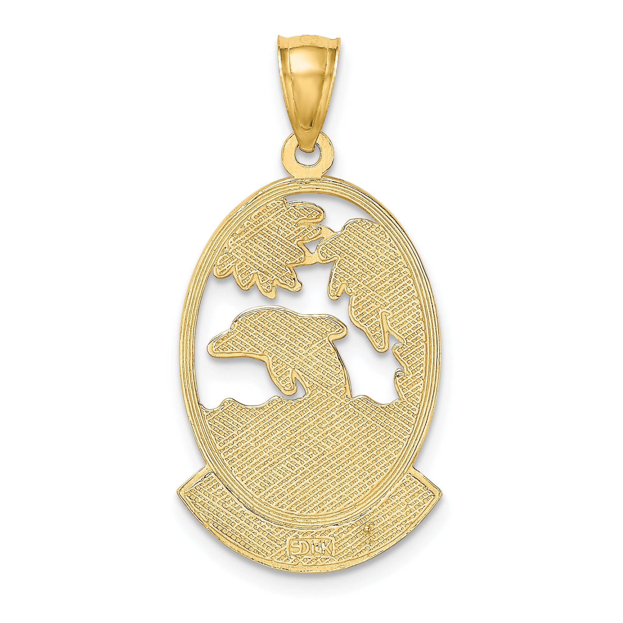 14K PUERTO RICO w/ Dolphin Sunset Scene Charm