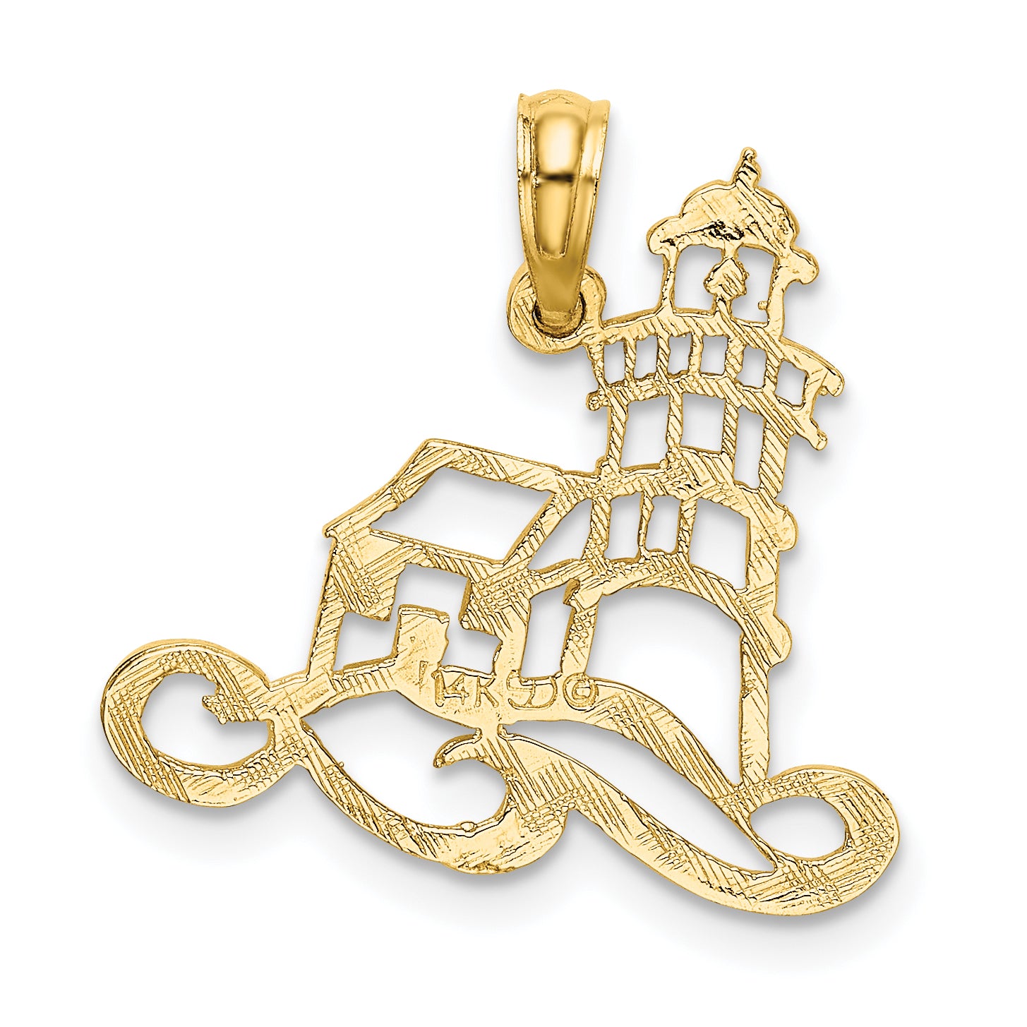 14K Cut-Out Lighthouse w/ Water Charm