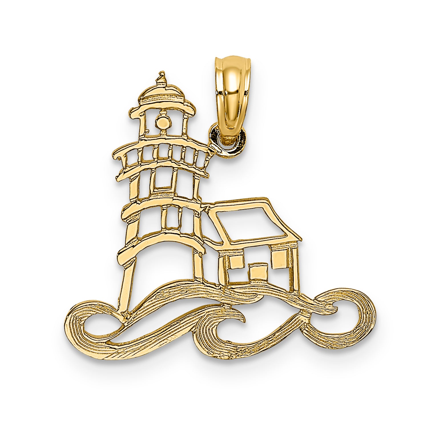 14K Cut-Out Lighthouse w/ Water Charm Main image