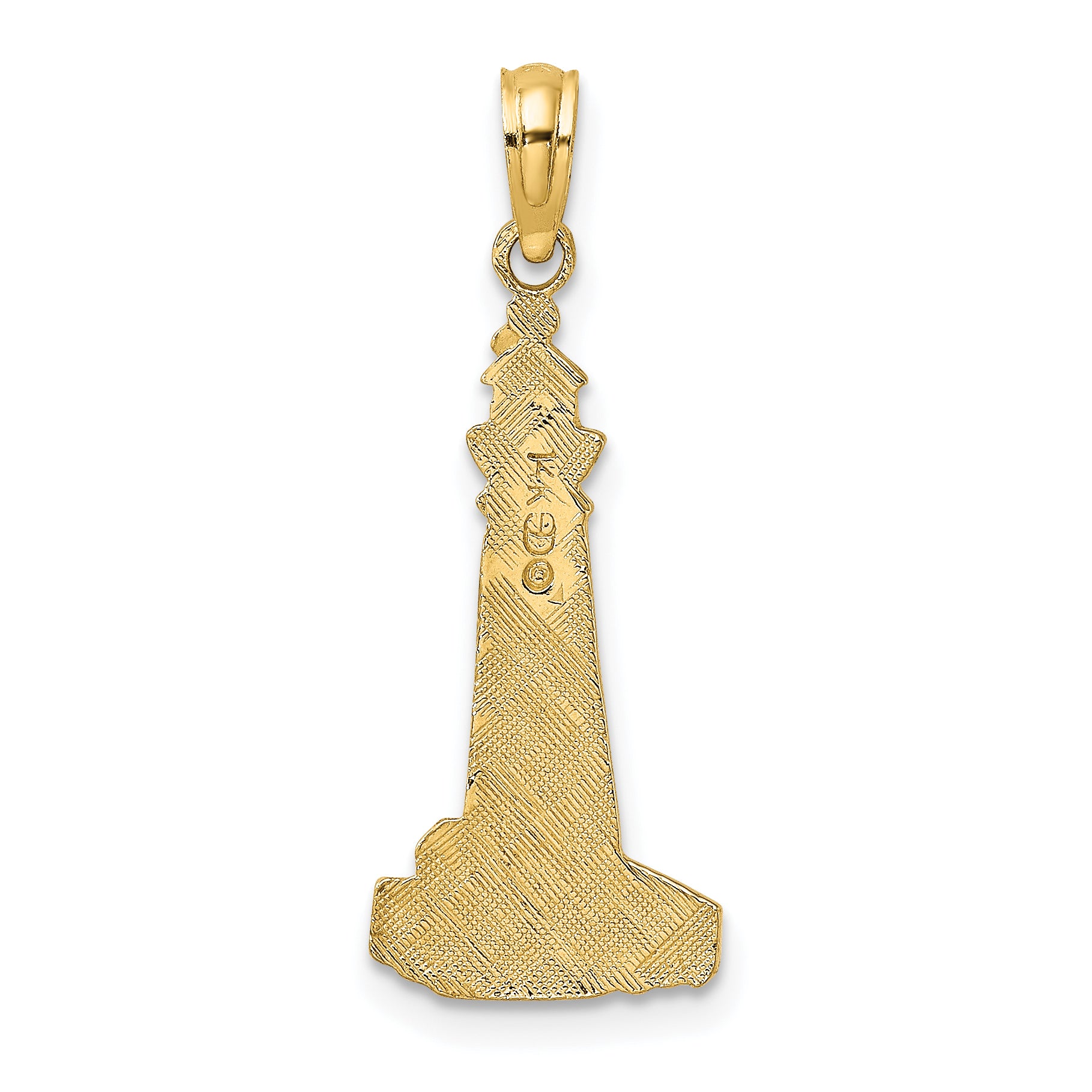 14K Flat and Textured Lighthouse Charm