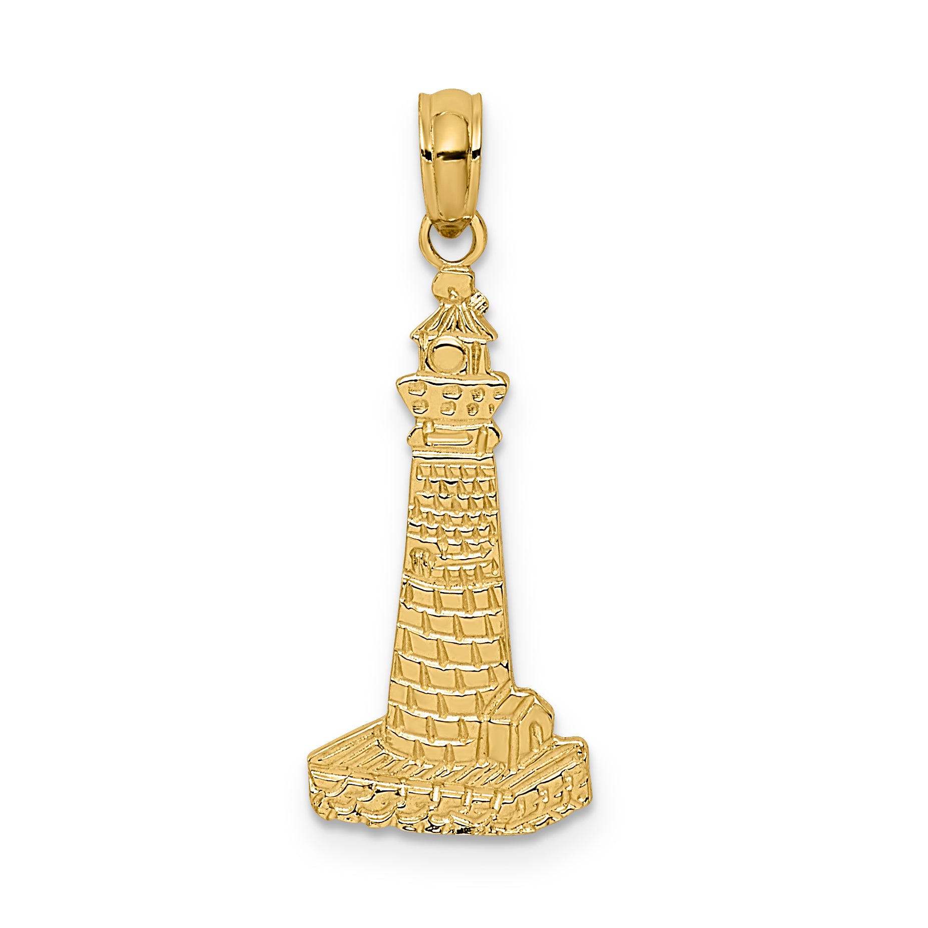 14K Flat and Textured Lighthouse Charm Main image