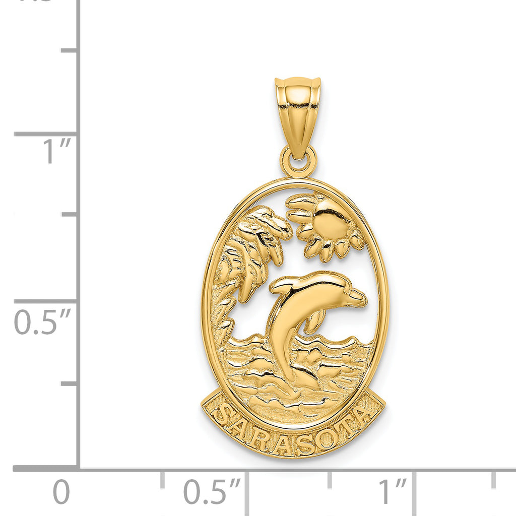 14K SARASOTA w/ Dolphin Sunset Scene Charm