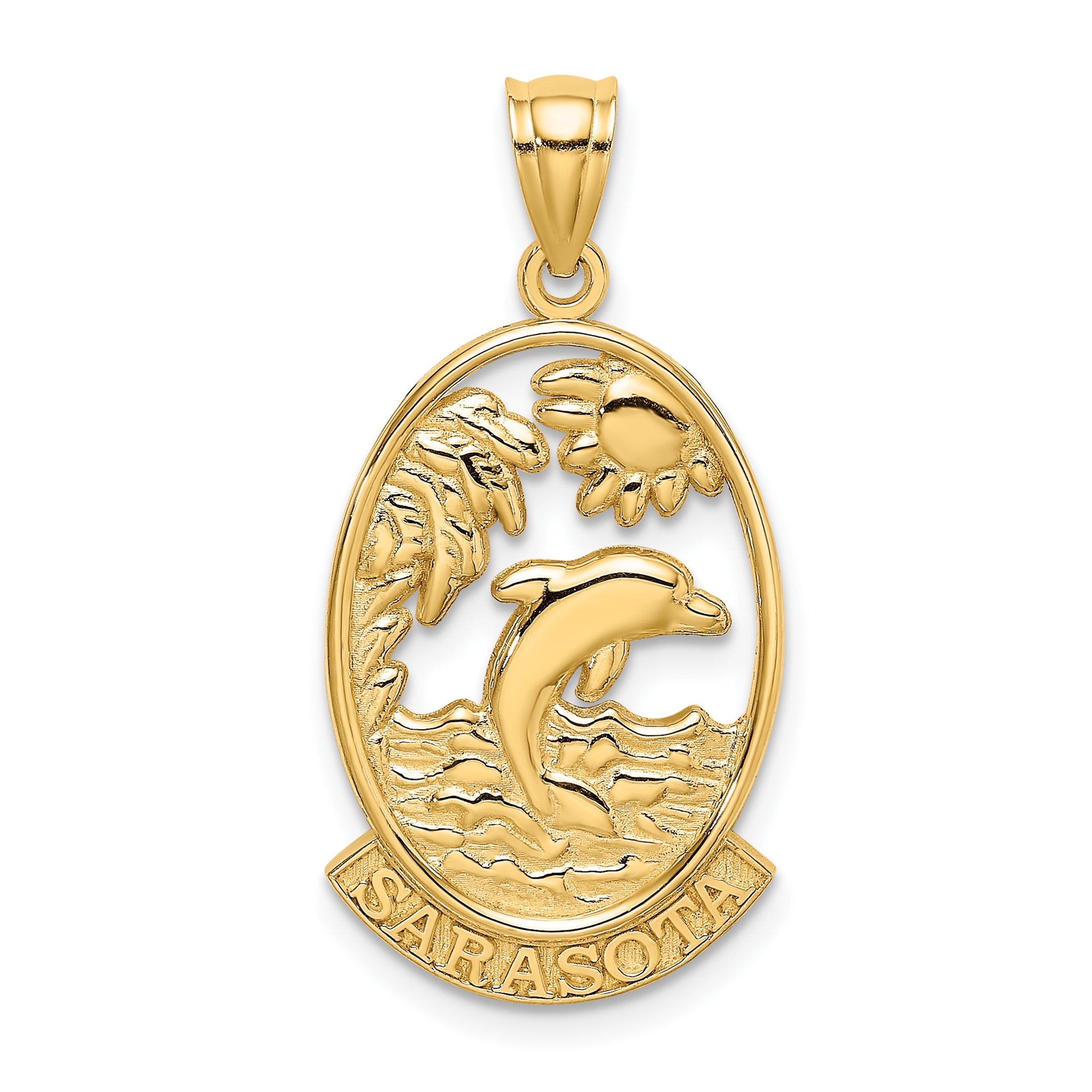 14K SARASOTA w/ Dolphin Sunset Scene Charm Main image
