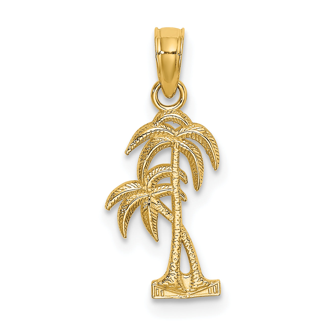 14K Textured Double Palm Tree Charm Main image