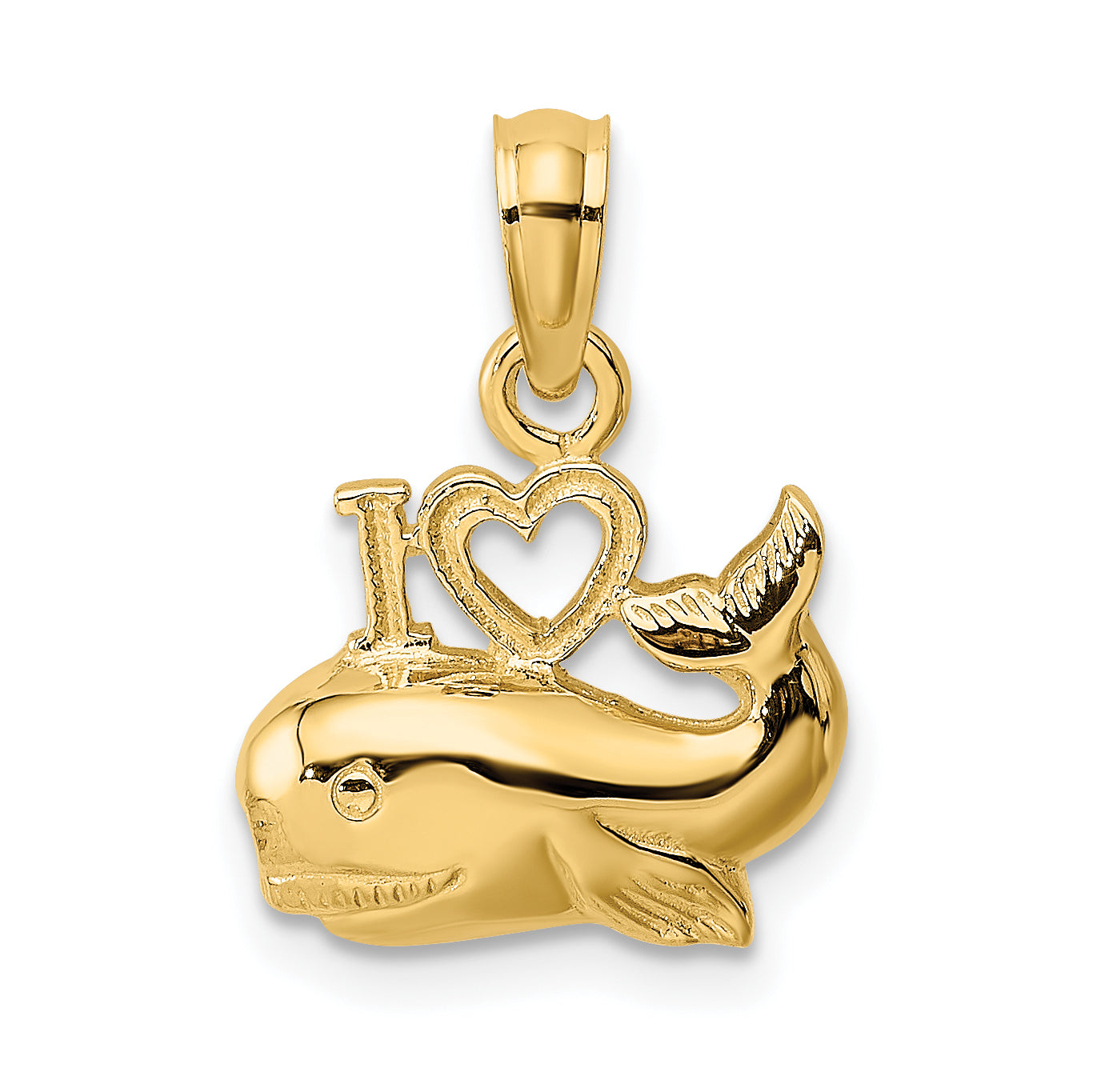 14K 2-D Polished I HEART Whale Charm Main image