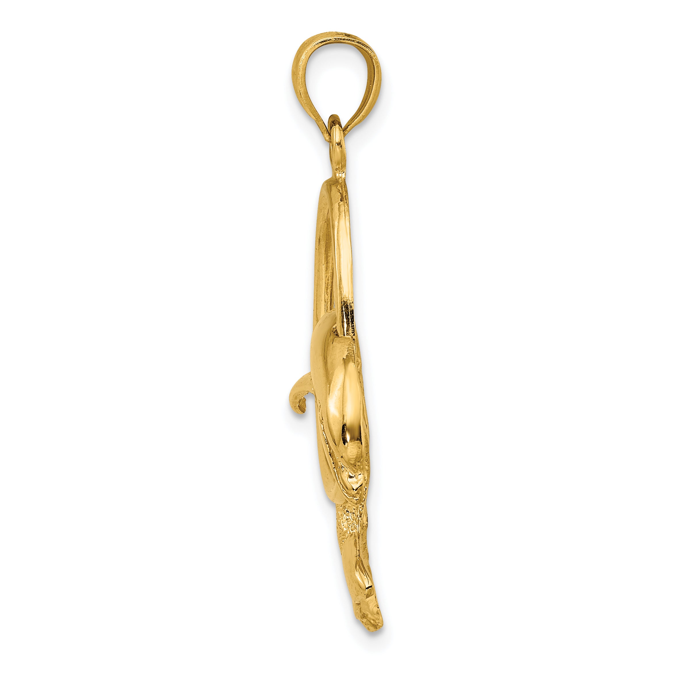 14K Dolphin Jumping Through Hoop Charm Secondary image