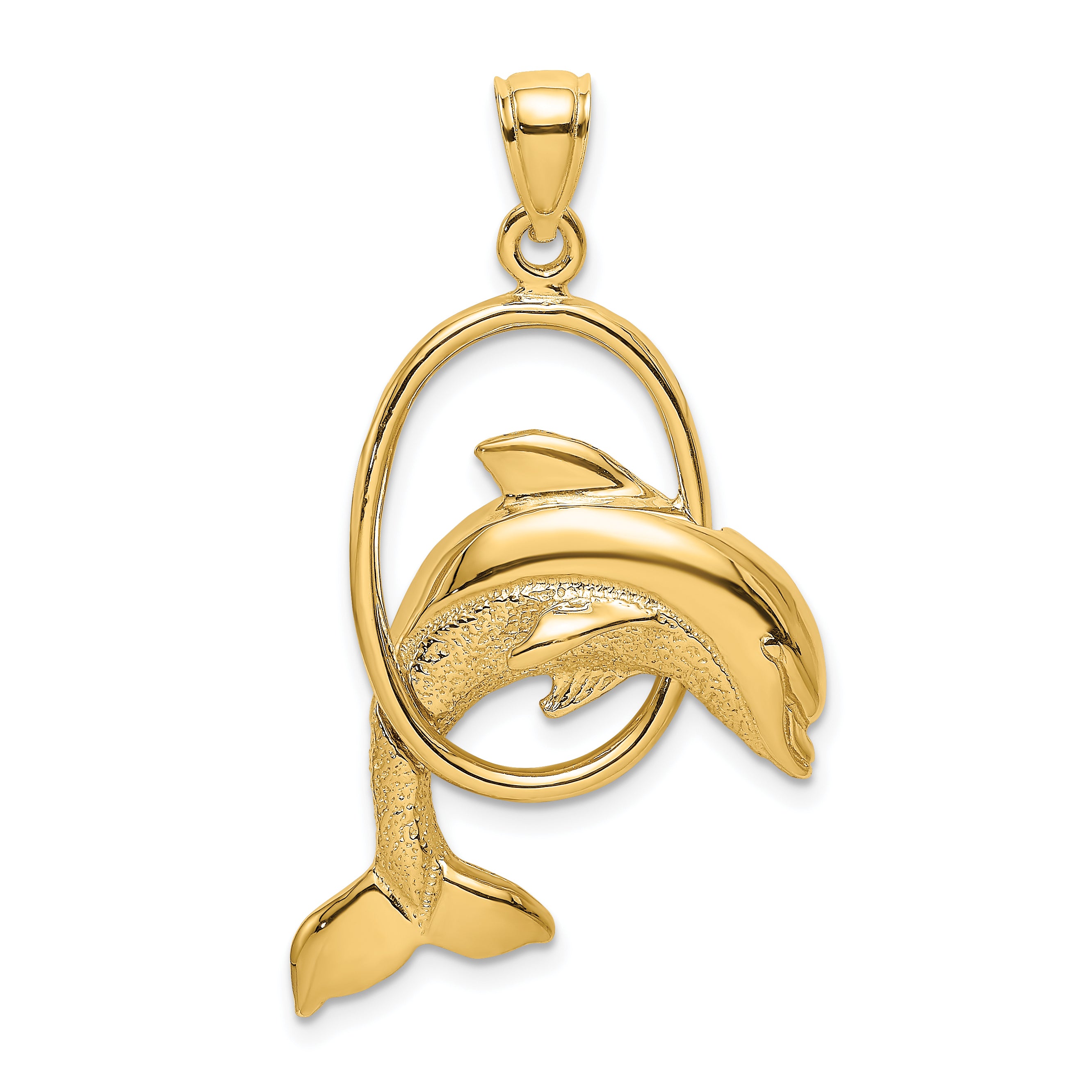 14K Dolphin Jumping Through Hoop Charm Main image