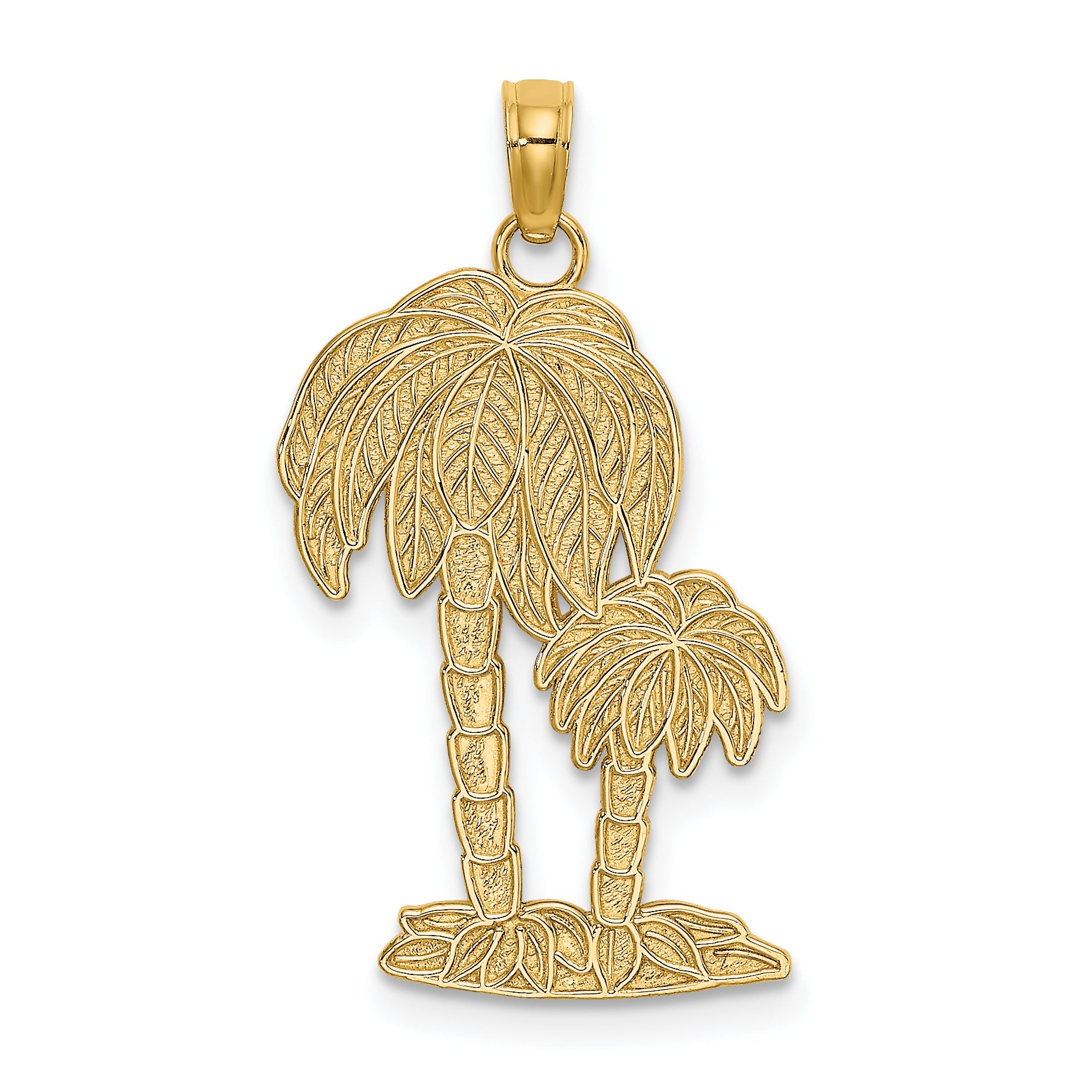 14K 2-D Textured Double Palm Trees Charm Main image