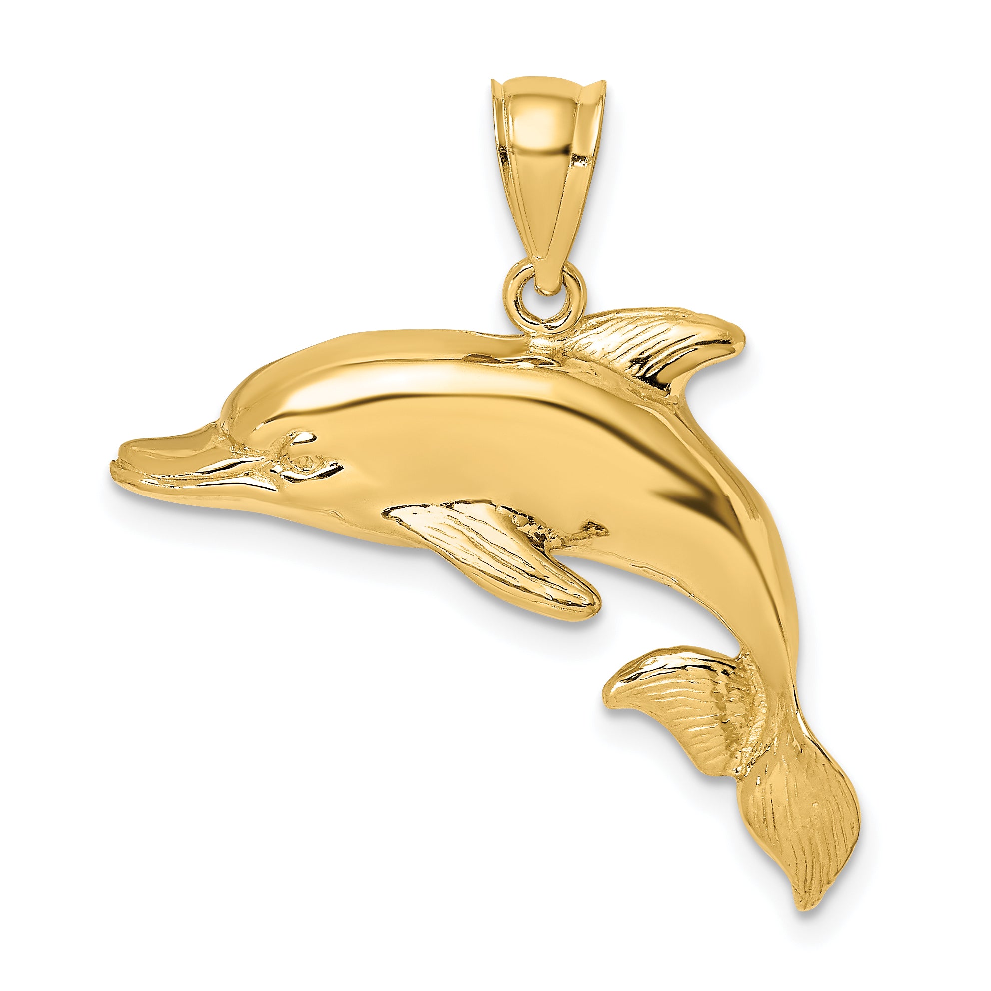 14K 2-D Polished Engraved Dolphin Charm Main image