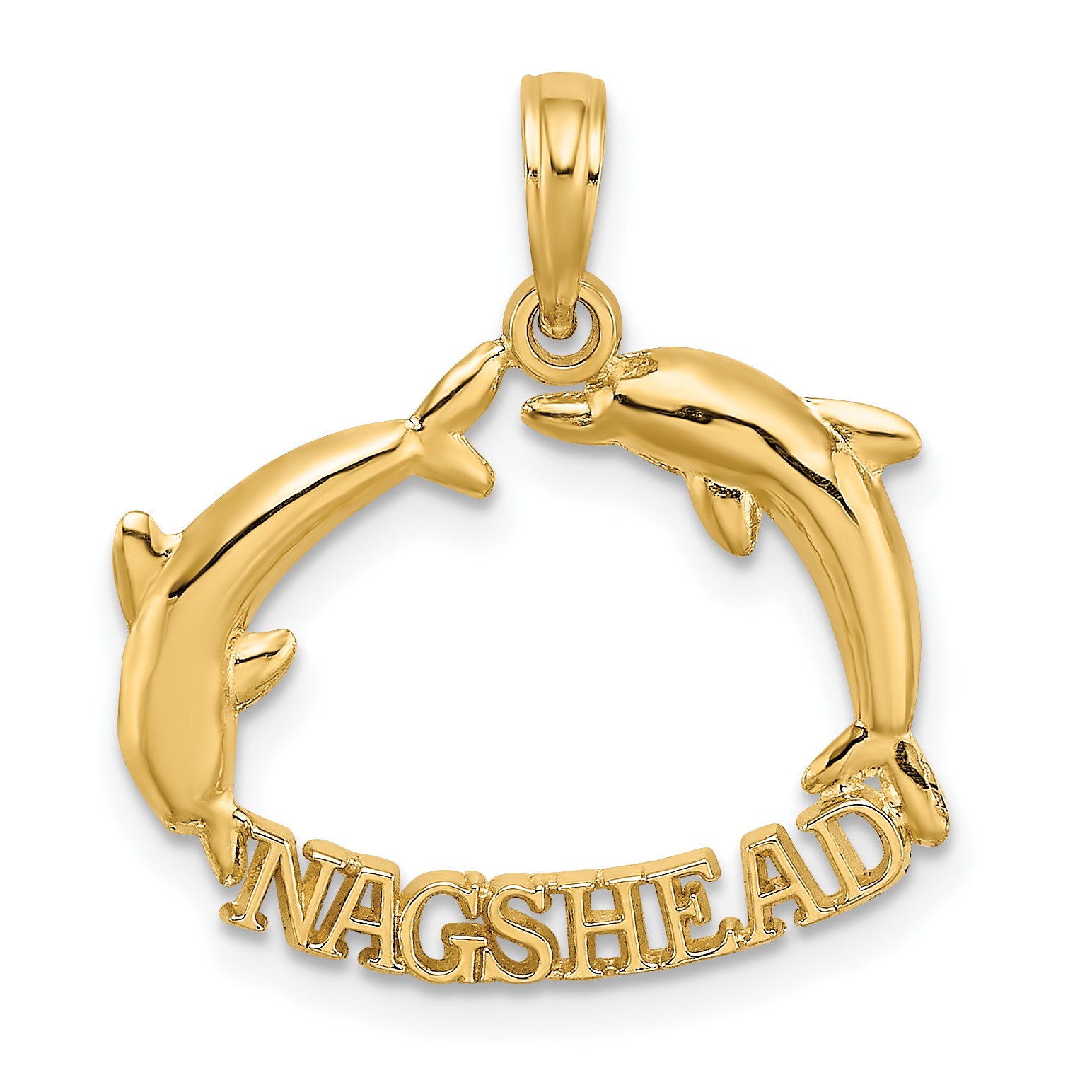 14K Polished NAGS HEAD w/ Jumping Dolphins Charm Main image