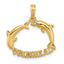 14K Polished NAGS HEAD w/ Jumping Dolphins Charm
