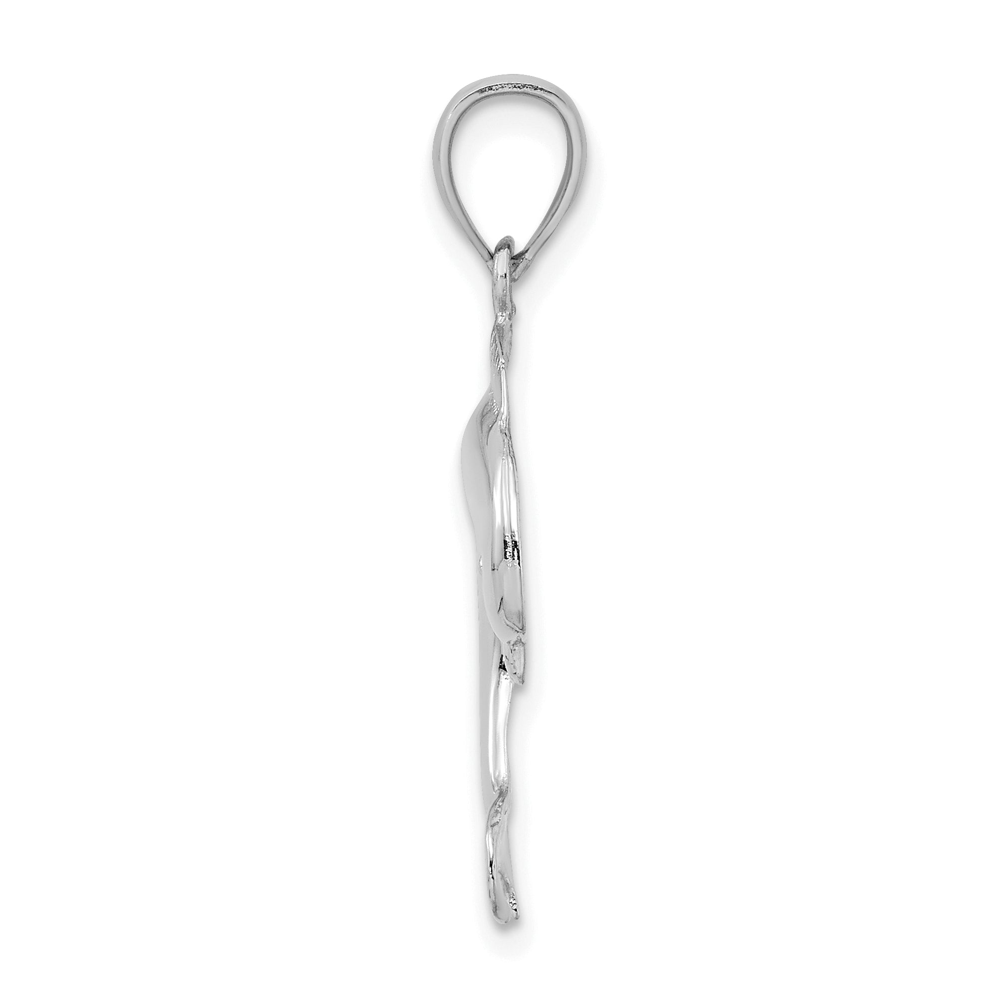 14K White Gold Polished Jumping Dolphin Charm Secondary image