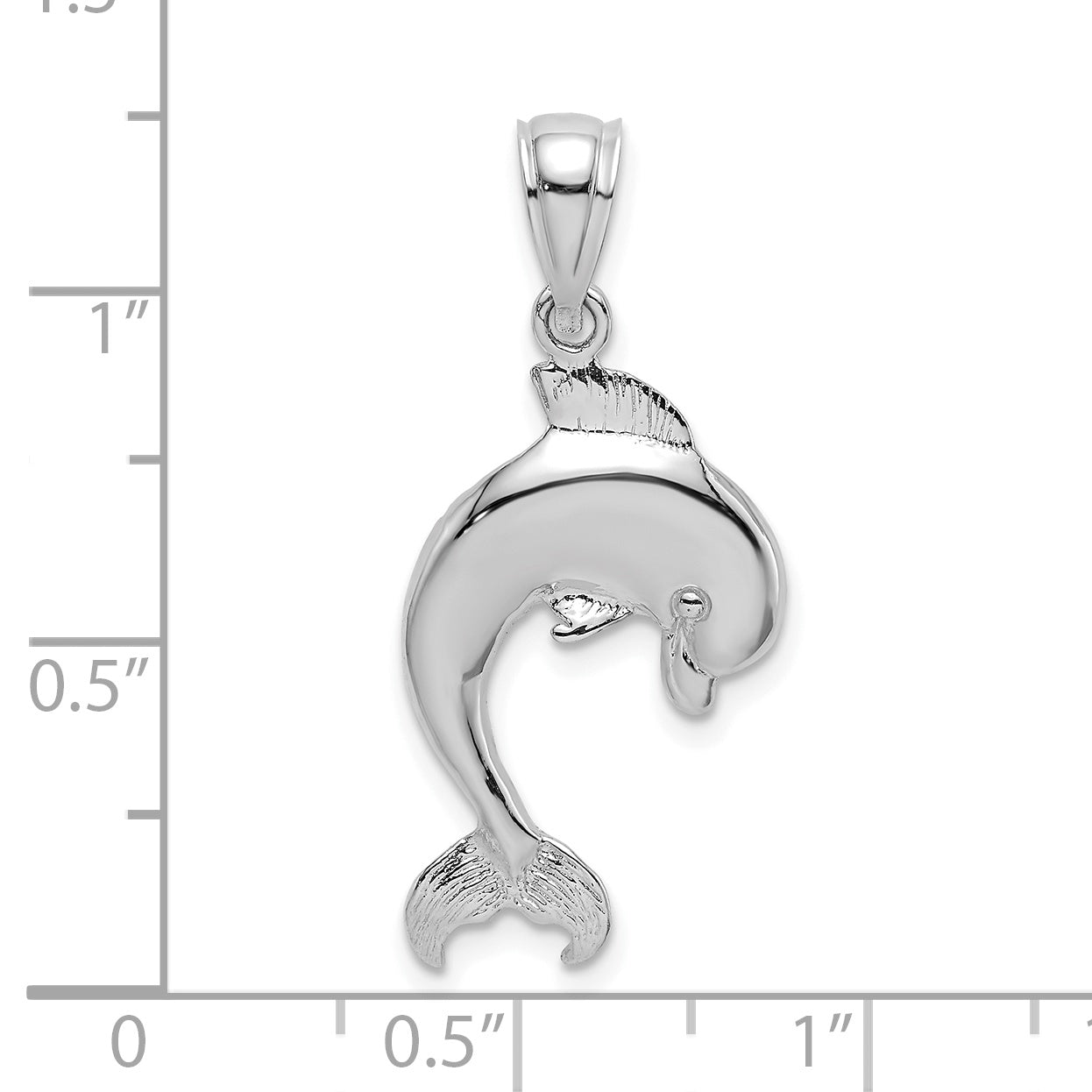14K White Gold Polished Jumping Dolphin Charm