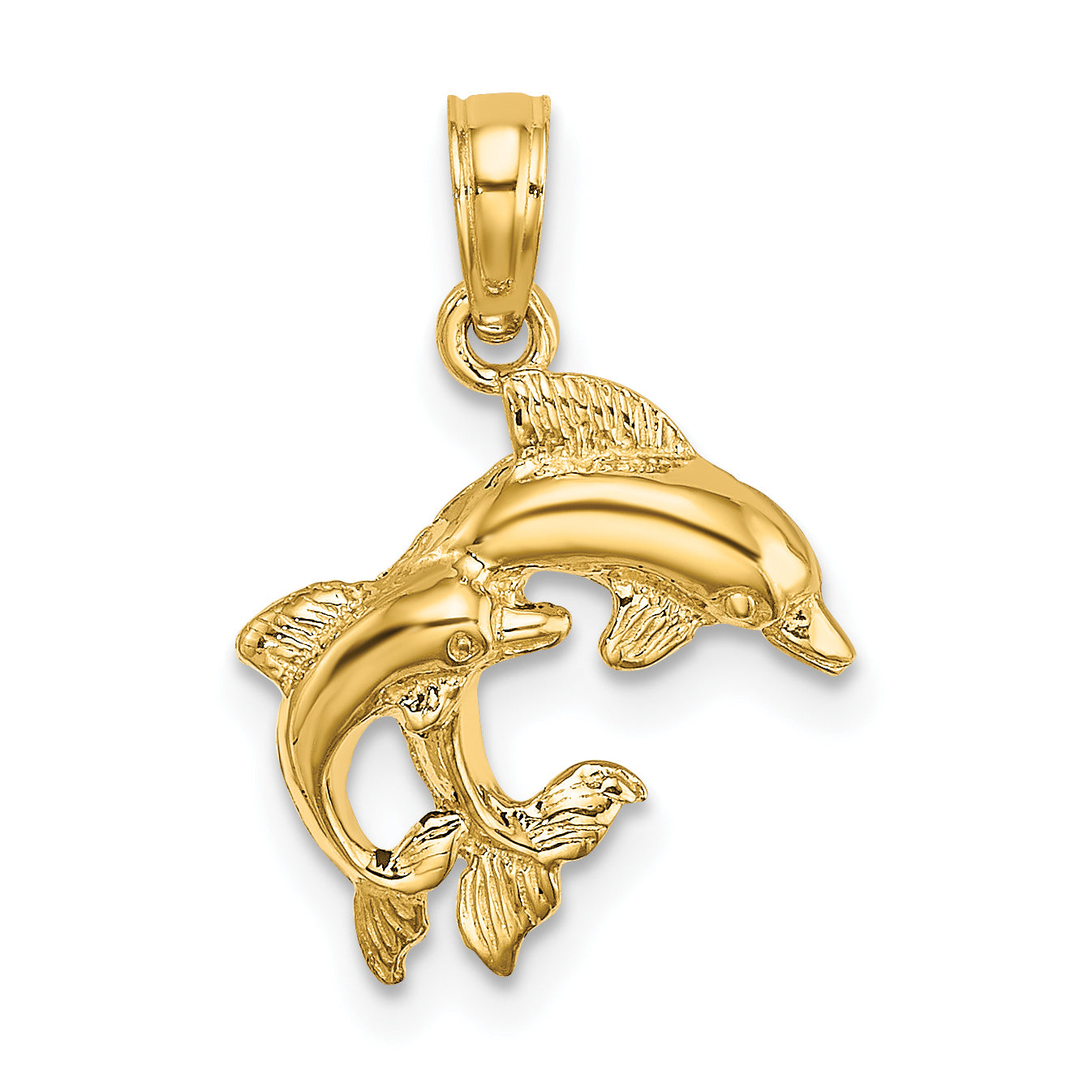 14K Polished 2-D Mini Double Dolphins Charm Main image