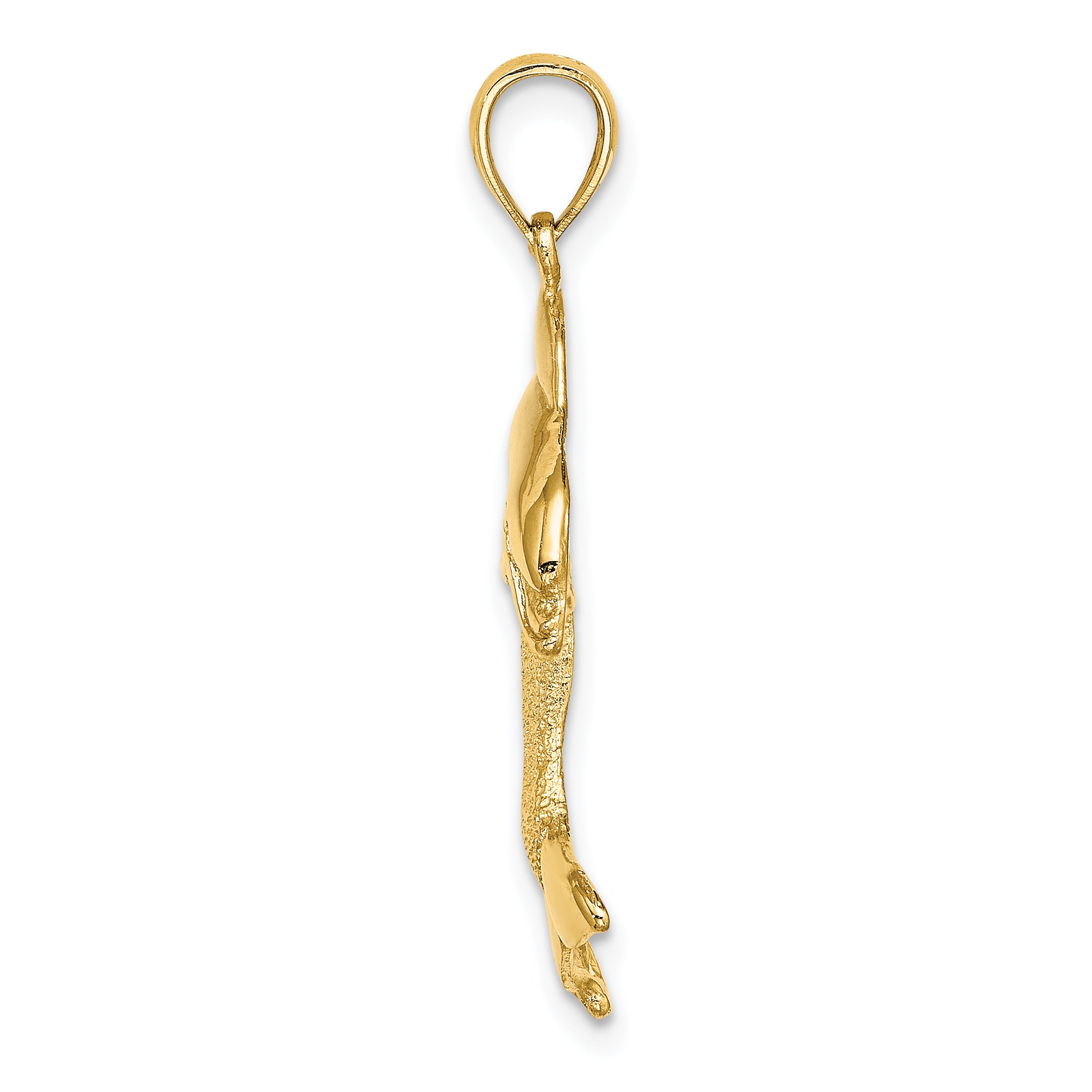 14K 2-D Polished Dolphin Jumping Charm Secondary image