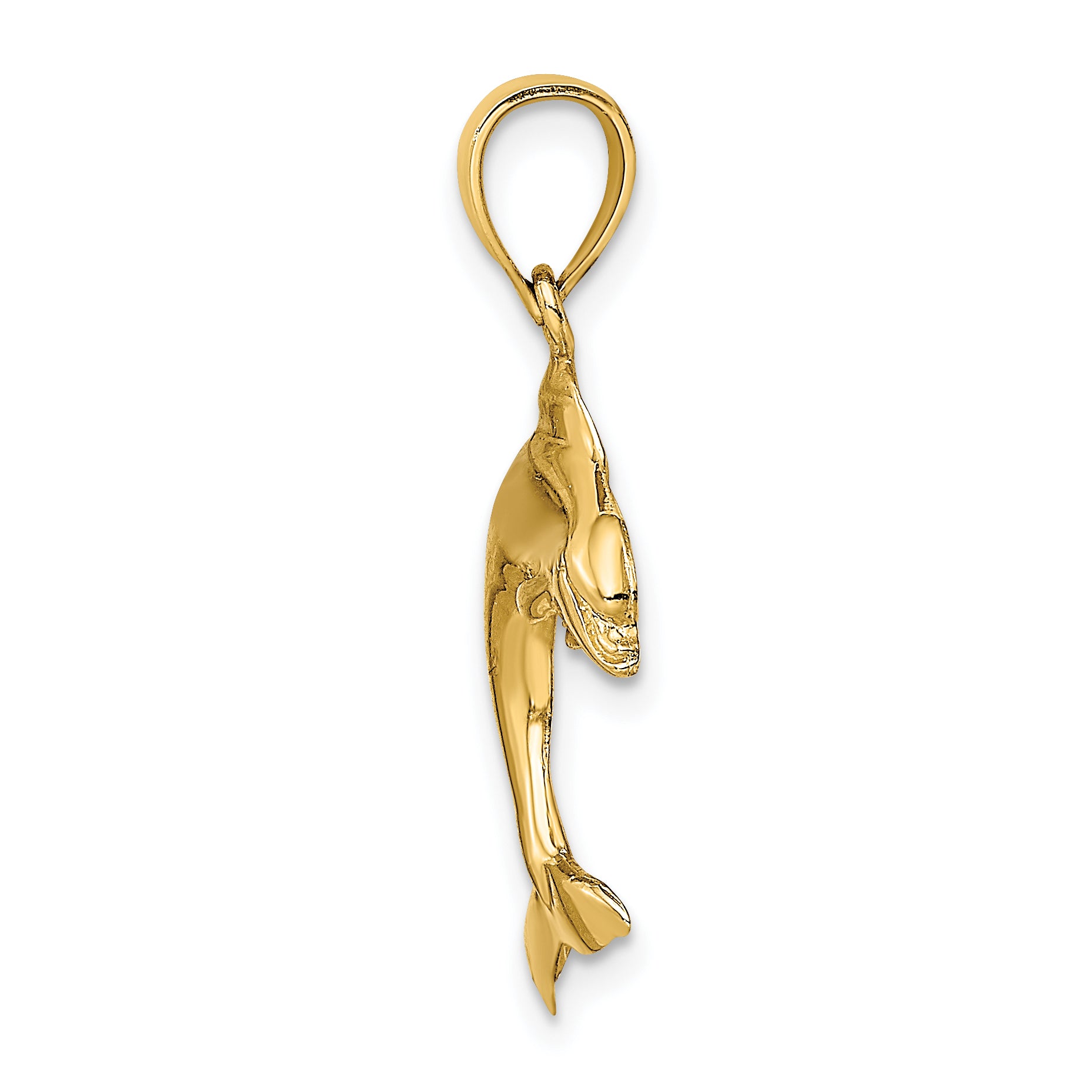 14K 2-D Polished Dolphin Jumping Charm Secondary image