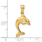 14K 2-D Polished Dolphin Jumping Charm